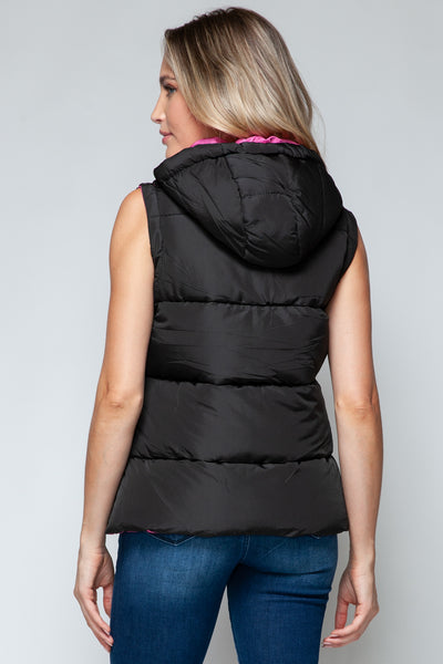 Black and Pink Hooded Vest