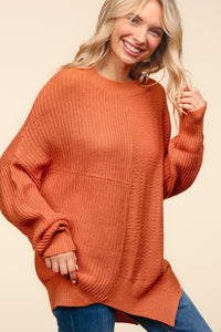 Side Slit Texture Asymmetric Sweater