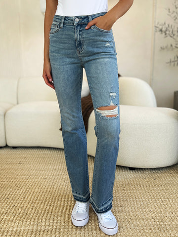 Judy Blue  Mid Rise Destroyed Hem Distressed Jeans