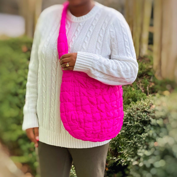 Carry All Quilted Cross Body Bag: Deep Pink