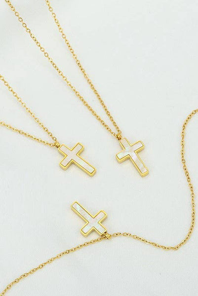18K STAINLESS STEEL TARNISH FREE CROSS NECKLACE