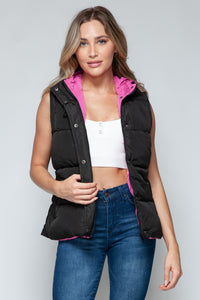 Black and Pink Hooded Vest