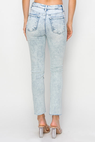 Risen Light Wash High Rise Distressed Skinny Jeans