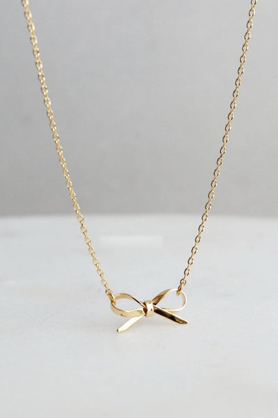 18K STAINLESS STEEL TARNISH FREE BOW NECKLACE