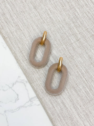 Velvet Linked Post Earrings: Gray