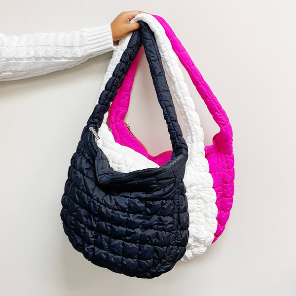 Carry All Quilted Cross Body Bag: Deep Pink