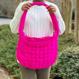 Carry All Quilted Cross Body Bag: Deep Pink