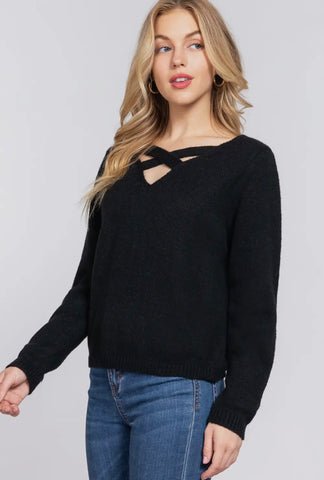 Black Criss Cross Sweater