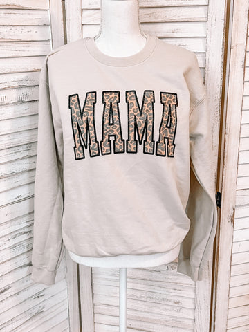 Leopard and Glitter Mama Crew Neck Sweatshirt