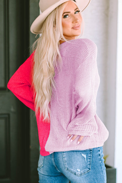 Contrast Color V-Neck Sweater