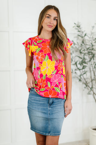 Garden Flutter Sleeve Top