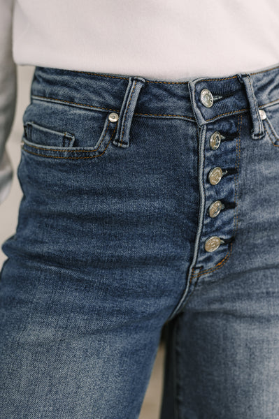 Judy Blue High Waist Column Straight Button-Fly Jeans