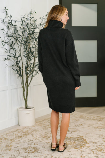 Turtleneck Sweater Dress in Black