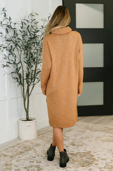 Turtleneck Dress in Deep Camel
