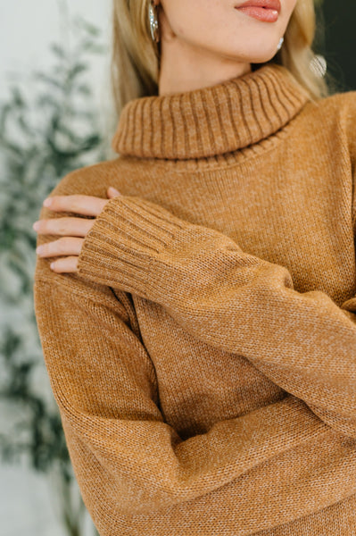 Turtleneck Dress in Deep Camel