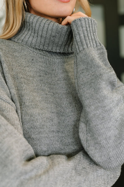 Turtleneck Sweater Dress in Grey