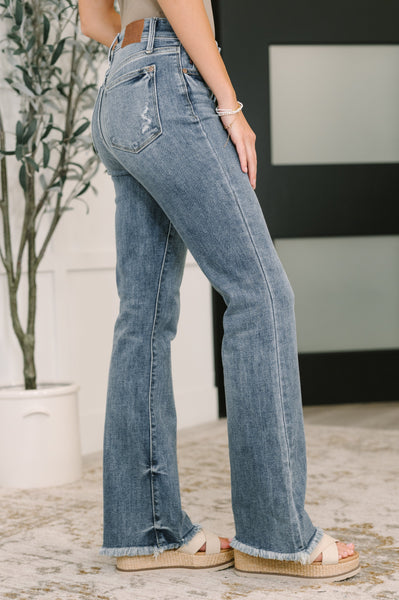 Judy Blue High Waist Bootcut with Fray Hem