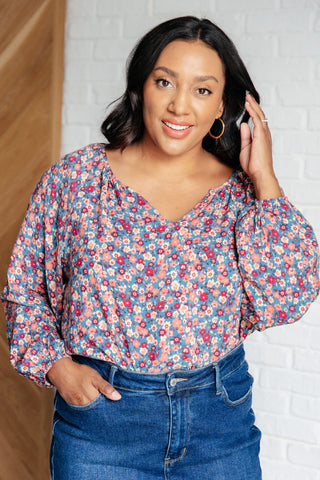 Denim Floral Top