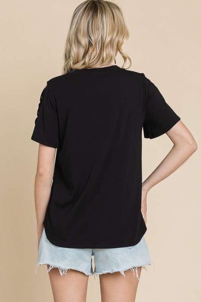 Black Crisscross Short Sleeve T-Shirt