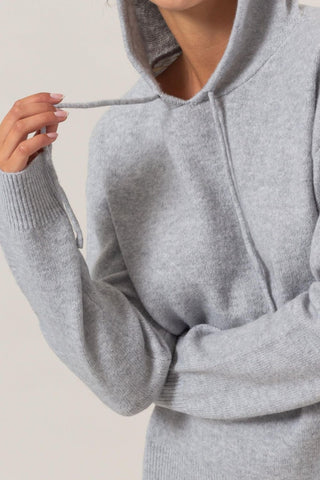 Gray Drawstring Long Sleeve Hooded Sweater