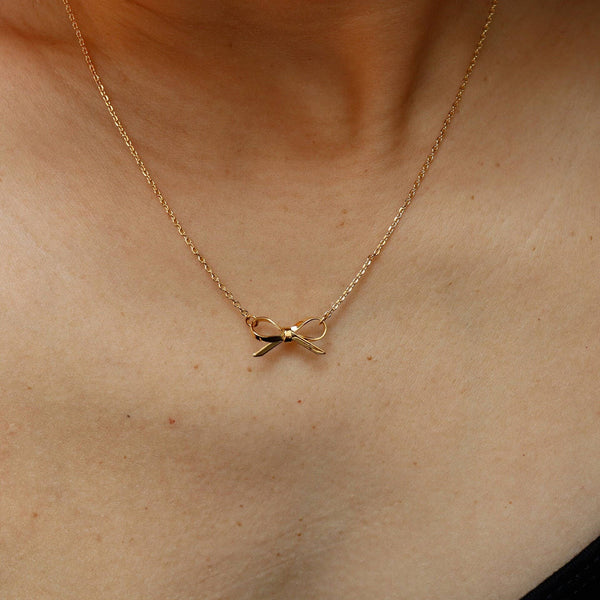 18K STAINLESS STEEL TARNISH FREE BOW NECKLACE