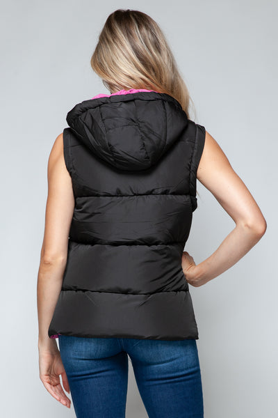 Black and Pink Hooded Vest