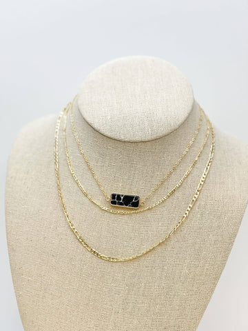 Stone Gold Layered Necklaces: Black