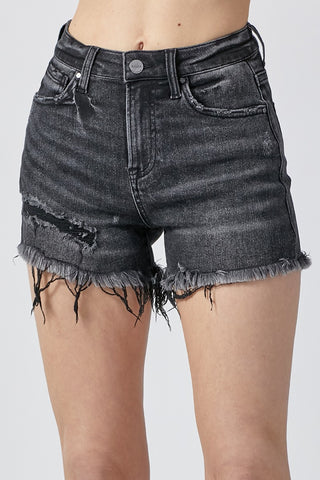 Risen Distressed Black Denim Shorts