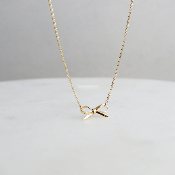 18K STAINLESS STEEL TARNISH FREE BOW NECKLACE