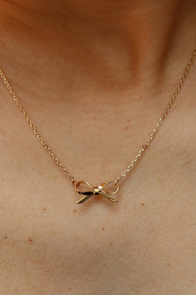18K STAINLESS STEEL TARNISH FREE BOW NECKLACE