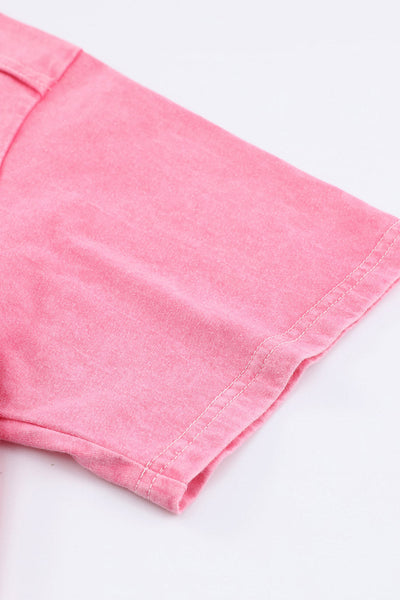 Pink Cropped Tee with Pocket