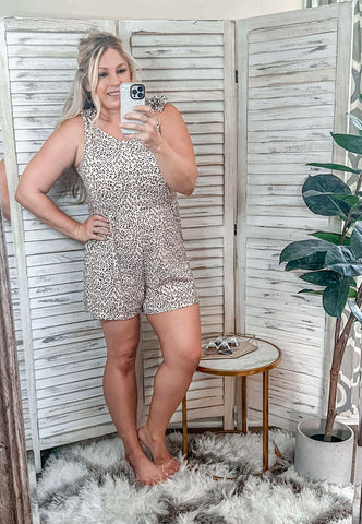 Leopard Tie-Shoulder Romper