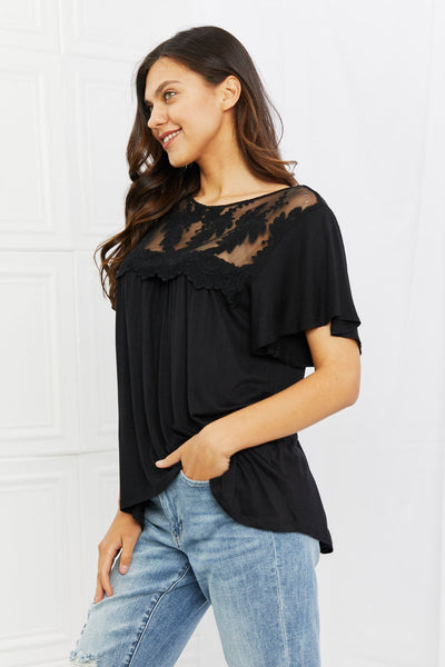 Black Lace Embroidered Top