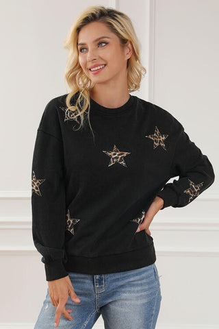 Leopard Star Black Sweatshirt