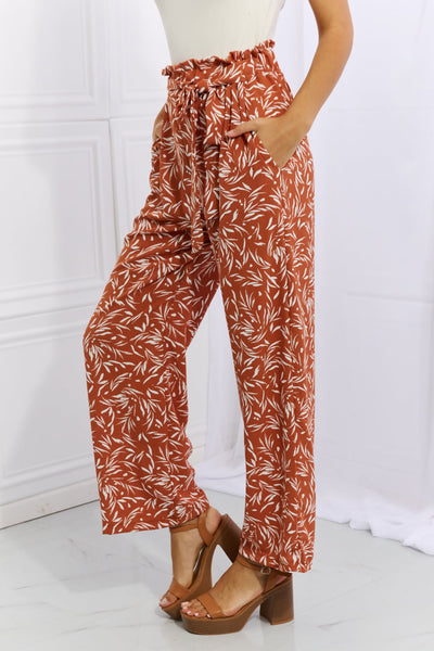 Floral Printed Pants in Red Orange