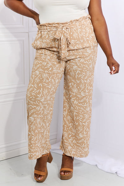 Floral Printed Pants in Tan
