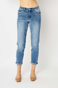 Judy Blue Cropped Cuffed Hem Slim Jeans