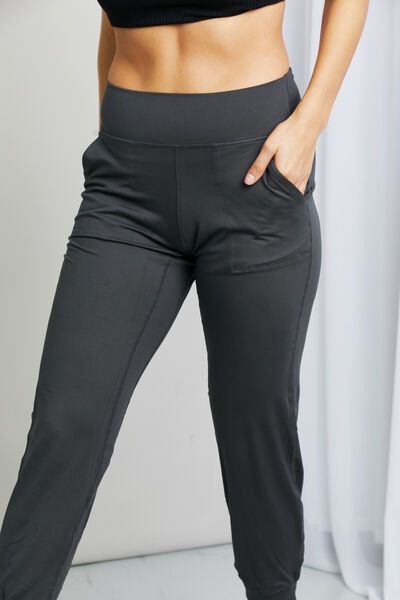 Charcoal Wide Waistband Cropped Joggers