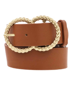 Braided Double Ring Belt Brown(Plus Size)