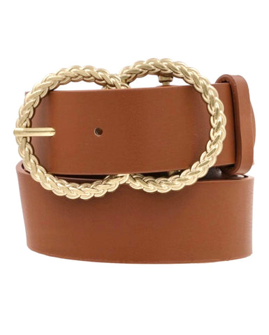 Braided Double Ring Belt Brown(Plus Size)