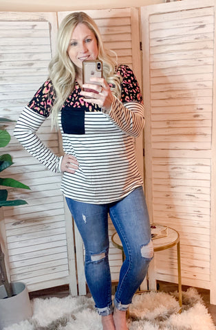 Pink Leopard and Stripes Top