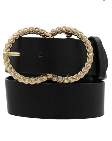 Braided Double Ring Belt Black(Plus Size)